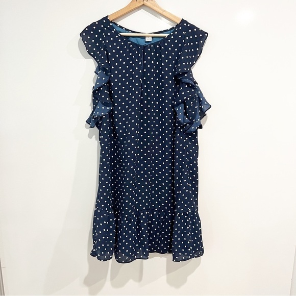 J. Crew Polka Dot Printed Ruffle Flutter Dress - Picture 1 of 8